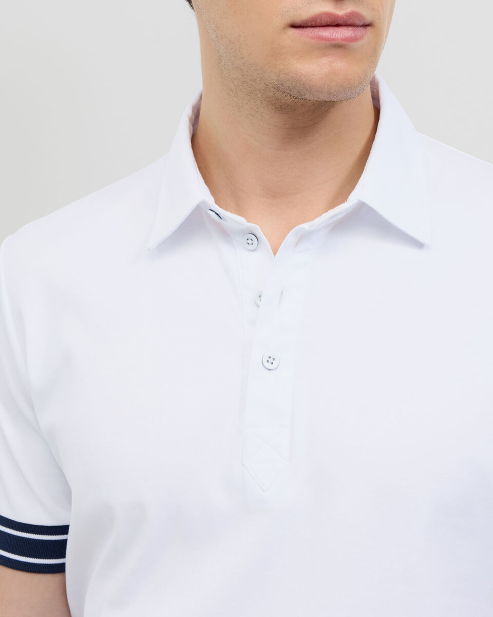 Stripe Travel Polo, White, hi-res